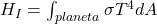 H_I = \int_{planeta} \sigma T^4 dA