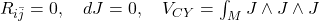  R_{i\bar{j}} = 0, \quad dJ = 0, \quad V_{CY} = \int_M J \wedge J \wedge J 