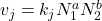 v_j = k_j N_1^a N_2^b