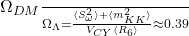     \frac{\Omega_{DM}}{\Omega_{\Lambda}} = \frac{\langle S_{\omega}^2 \rangle + \langle m_{KK}^2 \rangle}{V_{CY} \langle R_6 \rangle} \approx 0.39 