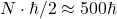 N \cdot \hbar/2 \approx 500\hbar