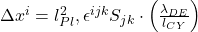     \Delta x^i = l_{Pl}^2 , \epsilon^{ijk} S_{jk} \cdot \left(\frac{\lambda_{DE}}{l_{CY}}\right) 
