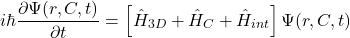 \[i\hbar \frac{\partial \Psi(r,C,t)}{\partial t} = \left[ \hat{H}_{3D} + \hat{H}_C + \hat{H}_{int} \right] \Psi(r,C,t)\]