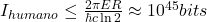 I_{humano} \le \frac{2\pi E R}{\hbar c \ln 2} \approx 10^{45} bits
