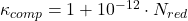 \kappa_{comp} = 1 + 10^{-12} \cdot N_{red}