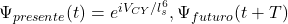  \Psi_{presente}(t) = e^{i V_{CY} / l_s^6} , \Psi_{futuro}(t+T) 