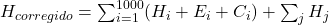 H_{corregido} = \sum_{i=1}^{1000} (H_i + E_i + C_i) + \sum_{j} H_j