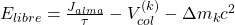 E_{libre} = \frac{J_{alma}}{\tau} - V_{col}^{(k)} - \Delta m_k c^2