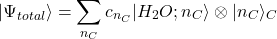\[|\Psi_{total}\rangle = \sum_{n_C} c_{n_C} |H_2O; n_C\rangle \otimes |n_C\rangle_C\]