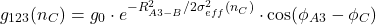 \[g_{123}(n_C) = g_0 \cdot e^{-R_{A3-B}^2 / 2\sigma_{eff}^2(n_C)} \cdot \cos(\phi_{A3} - \phi_{C})\]