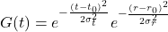\[G(t) = e^{-\frac{(t-t_0)^2}{2\sigma_t^2}} e^{-\frac{(r-r_0)^2}{2\sigma_r^2}}\]