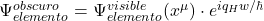   \Psi_{elemento}^{obscuro} = \Psi_{elemento}^{visible}(x^{\mu}) \cdot e^{i q_H w / \hbar} 