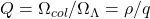 Q = \Omega_{col}/\Omega_\Lambda = \rho/q