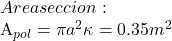 Area seccion:  A_{pol} = \pi a^2 \kappa = 0.35 m^2 
