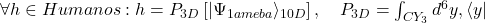   \forall h \in Humanos: h = P_{3D} \left[ |\Psi_{1ameba}\rangle_{10D} \right], \quad P_{3D} = \int_{CY_3} d^6y , \langle y| 