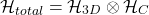 \[\mathcal{H}_{total} = \mathcal{H}_{3D} \otimes \mathcal{H}_C\]