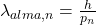 \lambda_{alma,n} = \frac{h}{p_n}