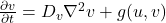 \frac{\partial v}{\partial t} = D_v \nabla^2 v + g(u,v)