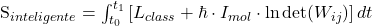   S_{inteligente} = \int_{t_0}^{t_1} \left[ L_{class} + \hbar \cdot I_{mol} \cdot \ln \det(W_{ij}) \right] dt