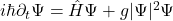 i\hbar \partial_t \Psi = \hat{H}\Psi + g|\Psi|^2\Psi