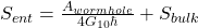  S_{ent} = \frac{A_{wormhole}}{4 G_{10} \hbar} + S_{bulk}