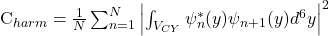   C_{harm} = \frac{1}{N}\sum_{n=1}^{N} \left| \int_{V_{CY}} \psi_n^*(y) \psi_{n+1}(y) d^6y \right|^2