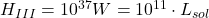 H_{III} = 10^{37} W = 10^{11} \cdot L_{sol}