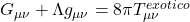  G_{\mu\nu} + \Lambda g_{\mu\nu} = 8\pi T^{exotico}_{\mu\nu} 