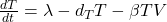 \frac{dT}{dt} = \lambda - d_T T - \beta T V 