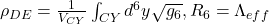   \rho_{DE} = \frac{1}{V_{CY}} \int_{CY} d^6y \sqrt{g_6} , R_6 = \Lambda_{eff} 