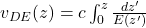  v_{DE}(z) = c \int_0^z \frac{dz'}{E(z')}