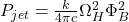 P_{jet} = \frac{k}{4\pi c} \Omega_H^2 \Phi_B^2