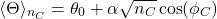\[\langle \Theta \rangle_{n_C} = \theta_0 + \alpha \sqrt{n_C} \cos(\phi_C)\]