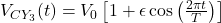 V_{CY_3}(t) = V_0 \left[1 + \epsilon \cos\left(\frac{2\pi t}{T}\right)\right]
