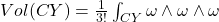 Vol(CY) = \frac{1}{3!} \int_{CY} \omega \wedge \omega \wedge \omega