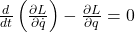 \frac{d}{dt} \left( \frac{\partial L}{\partial \dot{q}} \right) - \frac{\partial L}{\partial q} = 0