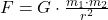 F = G \cdot \frac{m_1 \cdot m_2}{r^2}