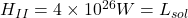 H_{II} = 4 \times 10^{26} W = L_{sol}