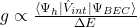 g \propto \frac{\langle \Psi_h | \hat{V}_{int} | \Psi_{BEC}\rangle}{\Delta E}