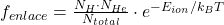 f_{enlace} = \frac{N_{H} \cdot N_{He}}{N_{total}} \cdot e^{-E_{ion}/k_B T}
