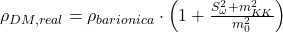     \rho_{DM,real} = \rho_{barionica} \cdot \left(1 + \frac{S_{\omega}^2 + m_{KK}^2}{m_0^2}\right) 