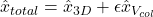 \hat{x}_{total} = \hat{x}_{3D} + \epsilon \hat{x}_{V_{col}}