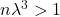 n \lambda^3 > 1