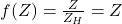 f(Z) = \frac{Z}{Z_{H}} = Z