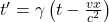t' = \gamma \left( t - \frac{v x}{c^2} \right)