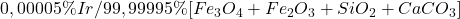 0,00005\% Ir / 99,99995\% [Fe_3O_4+Fe_2O_3+SiO_2+CaCO_3]