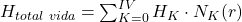 H_{total\ vida} = \sum_{K=0}^{IV} H_K \cdot N_K(r)