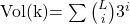 $Vol(k)= \sum \binom{L}{i}3^i$