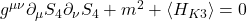g^{\mu\nu}\partial_\mu S_4 \partial_\nu S_4 + m^2 + \langle H_{K3} \rangle = 0