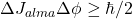 \Delta J_{alma} \Delta \phi \ge \hbar/2